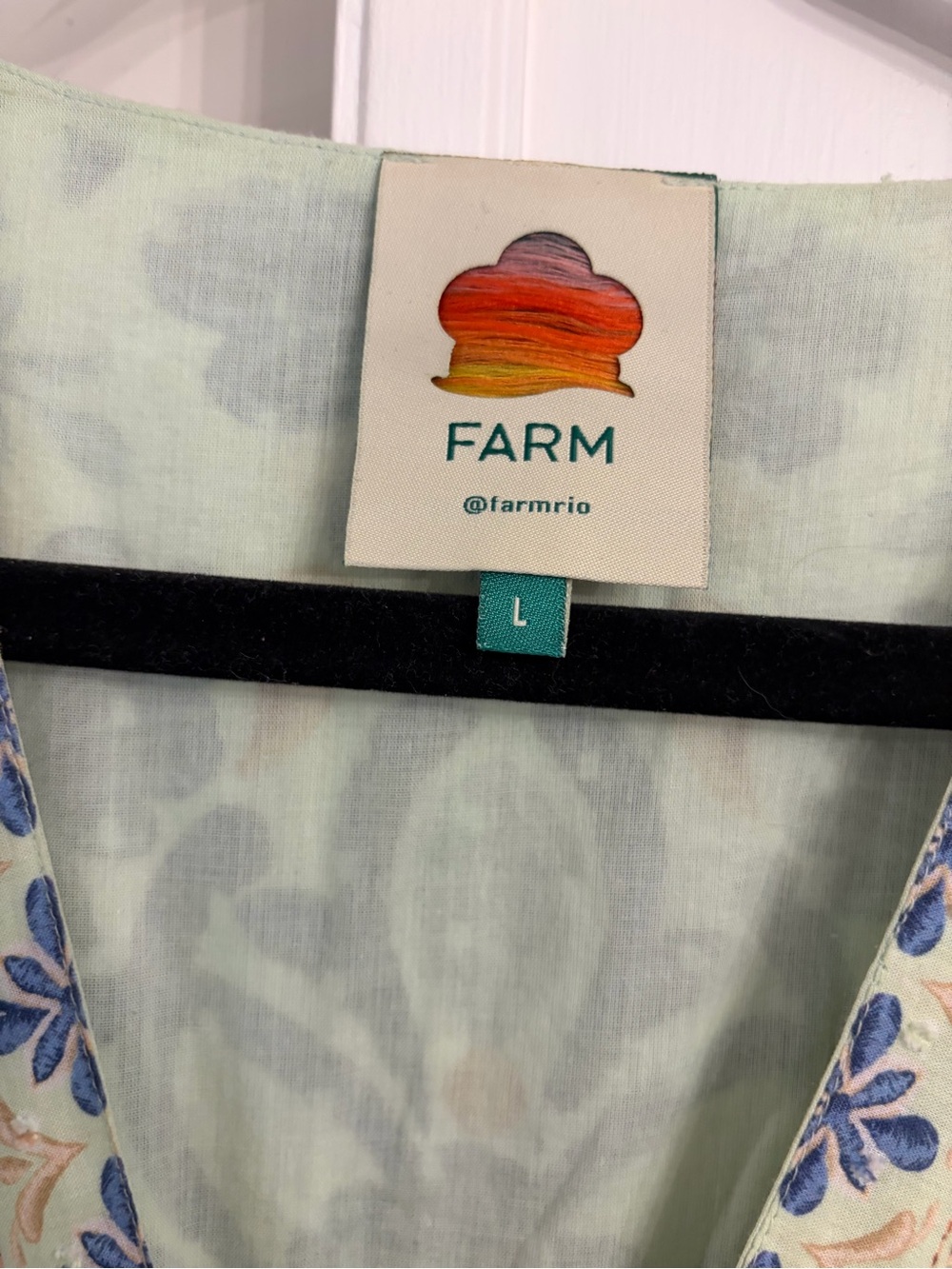 Farm Rio Floral V-Neck Maxi Dress in Multi-Blue, Sz L - Picture 3 of 6